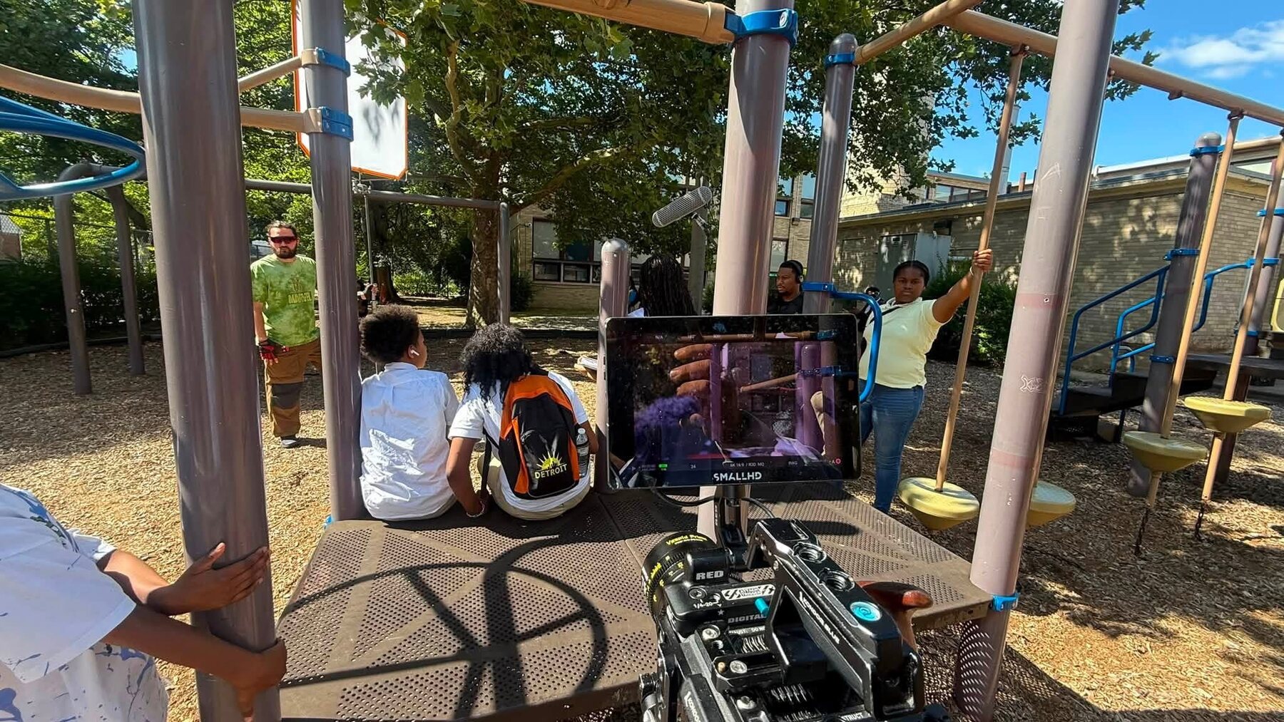 Detroit Film Club students working together during Summer Film Club