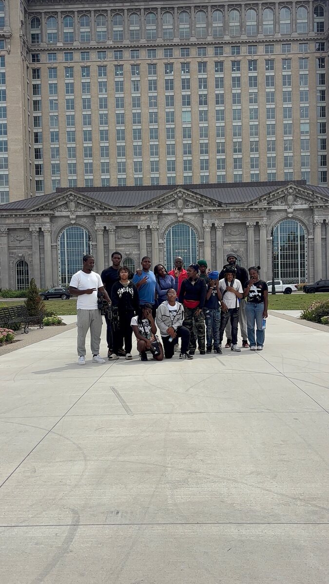Detroit Film Club crew and students together at Michigan Central