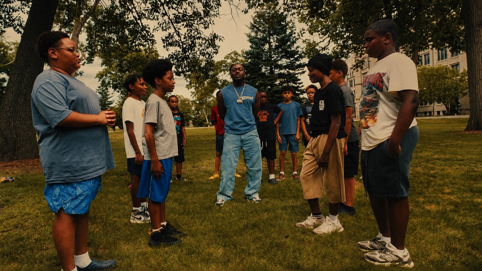 A completed narrative scene created by Detroit Film Club students at Warrior Academy